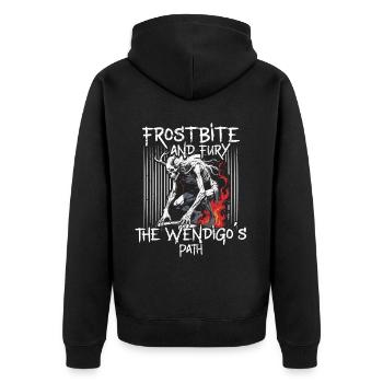 Wendigo Kryptide Cryptid - Unisex Premium Bio Zip Hoodie - Schwarz - Hinten - Nico (187cm)