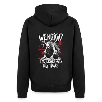 Wendigo Kryptide Cryptid - Unisex Premium Bio Zip Hoodie - Schwarz - Hinten - Nico (187cm)
