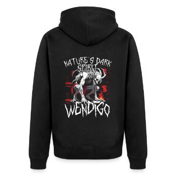 Wendigo Kryptide Cryptid - Unisex Premium Bio Zip Hoodie - Schwarz - Hinten - Nico (187cm)