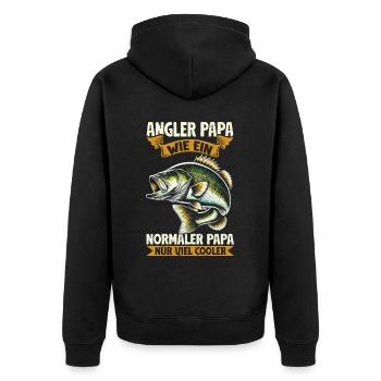 Angler Fishing Rod Funny Fisherman Hobby Fisherman - Unisex Premium Organic Zip Hoodie - black - Back - Nico (187cm)