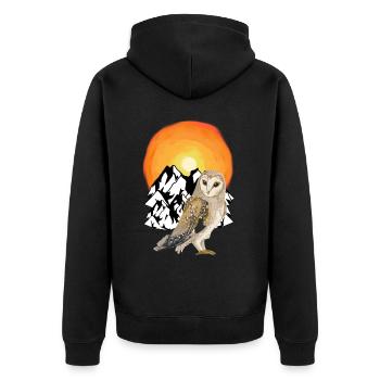 Mountain Owl Nature Wilderness Sunset - Unisex Premium Organic Zip Hoodie - black - Back - Nico (187cm)