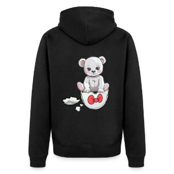 Teddy Bear Birth Baby Eggshell Hatch - Unisex Premium Organic Zip Hoodie - black - Back - Nico (187cm)