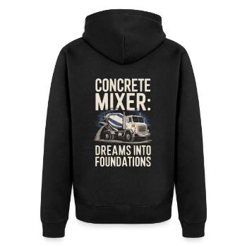 Betonmischer LKW Fahrer LKW Fahren - Unisex Premium Bio Zip Hoodie - Schwarz - Hinten - Nico (187cm)