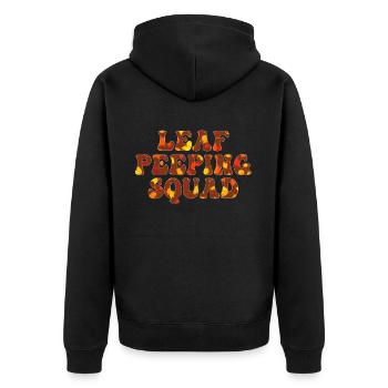 Blattpeeper Herbst Laub Herbst Peeper - Unisex Premium Bio Zip Hoodie - Schwarz - Hinten - Nico (187cm)