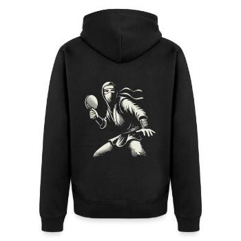 Table Tennis Ninja Masterful Art - Unisex Premium Organic Zip Hoodie - black - Back - Nico (187cm)