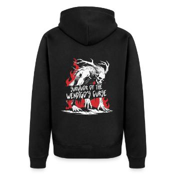 Wendigo Kryptide Cryptid - Unisex Premium Bio Zip Hoodie - Schwarz - Hinten - Nico (187cm)