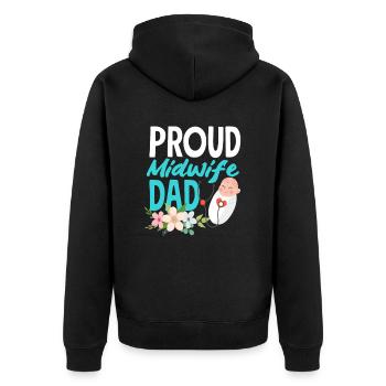 Fier papa sage-femme - Veste à capuche bio Premium Unisexe - noir - Dos - Nico (187cm)
