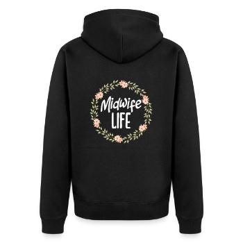 Motif de couronne de fleurs de la vie de sage-femme - Veste à capuche bio Premium Unisexe - noir - Dos - Nico (187cm)
