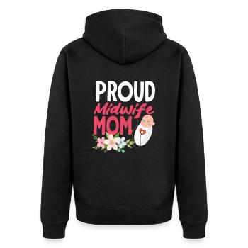 Sage-femme fière maman fleurs amour - Veste à capuche bio Premium Unisexe - noir - Dos - Nico (187cm)