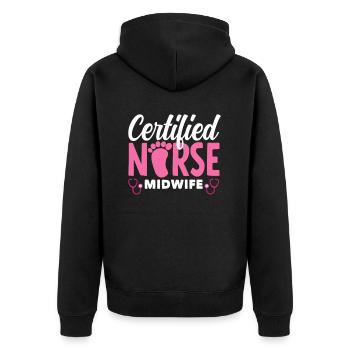 Sage-femme certifiée Stolz - Veste à capuche bio Premium Unisexe - noir - Dos - Nico (187cm)