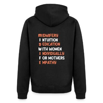 Midwife Intuition Education Women - Unisex Premium Organic Zip Hoodie - black - Back - Nico (187cm)