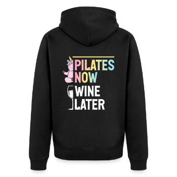 Pilates Now Wine Later Professeur de Pilates - Veste à capuche bio Premium Unisexe - noir - Dos - Nico (187cm)