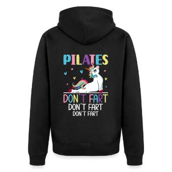Pilates Don't Fart Funny Pilates Instructor Yoga - Unisex Premium Bio Zip Hoodie - Schwarz - Hinten - Nico (187cm)