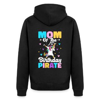 Mom of the Birthday Pirate Pirates Birthday Pirate - Unisex Premium Organic Zip Hoodie - black - Back - Nico (187cm)