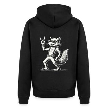 Rock Musik Fuchs Konzert Festival Design - Unisex Premium Bio Zip Hoodie - Schwarz - Hinten - Nico (187cm)