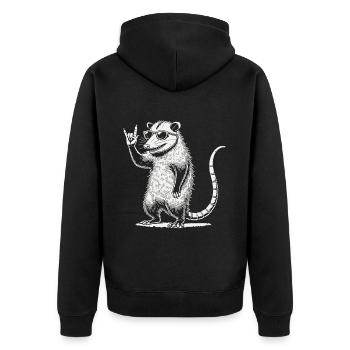 Funny Rock Music Festival Retro Opossum Design - Unisex Premium Organic Zip Hoodie - black - Back - Nico (187cm)