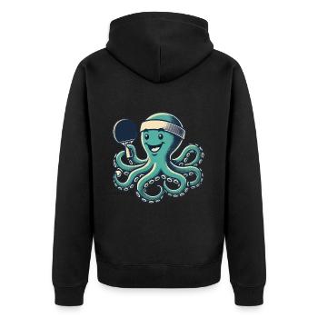 Tennis de table pieuvre dessin animé drôle rétro - Veste à capuche bio Premium Unisexe - noir - Dos - Nico (187cm)
