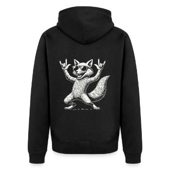 Rock Musik Lustiger Fuchs Konzert - Unisex Premium Bio Zip Hoodie - Schwarz - Hinten - Nico (187cm)