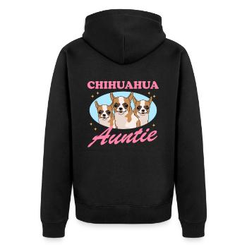 Chihuahua Aunt Chihuahua's Gift - Unisex Premium Organic Zip Hoodie - black - Back - Nico (187cm)