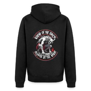 Wendigo Kryptide Cryptid - Unisex Premium Bio Zip Hoodie - Schwarz - Hinten - Nico (187cm)