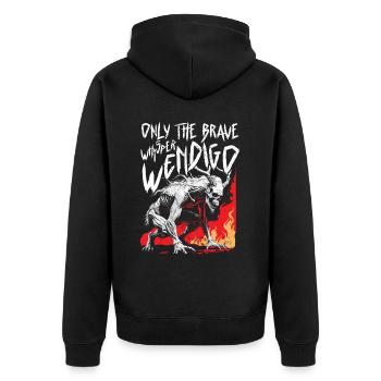 Wendigo Kryptide Cryptid - Unisex Premium Bio Zip Hoodie - Schwarz - Hinten - Nico (187cm)
