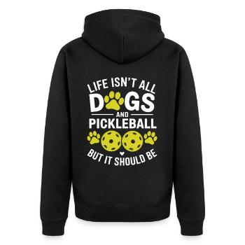 Pickleball Spruch Hund Lustige Pickleball Geschenk - Unisex Premium Bio Zip Hoodie - Schwarz - Hinten - Nico (187cm)