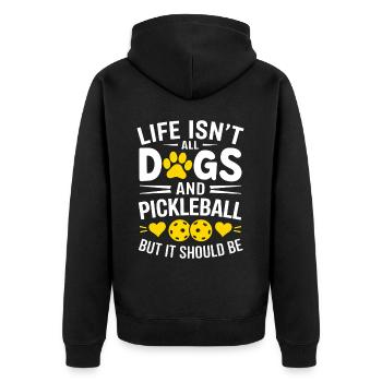 Pickleball Spruch Hund Lustige Pickleball Geschenk - Unisex Premium Bio Zip Hoodie - Schwarz - Hinten - Nico (187cm)