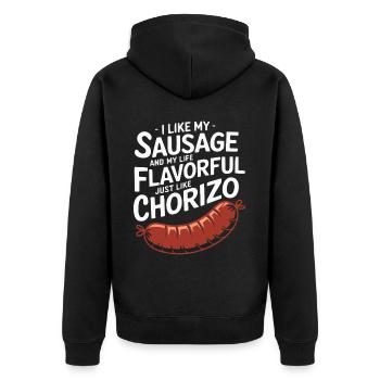 Chorizo Mexican Food Mexico Cuisine Foodie Sausage - Unisex Premium Organic Zip Hoodie - black - Back - Nico (187cm)