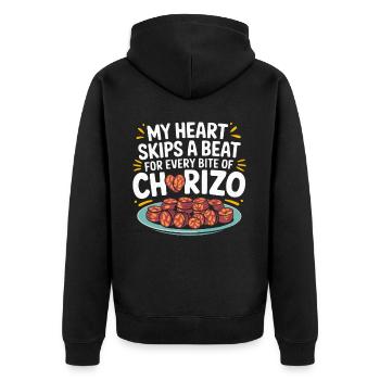 Chorizo Mexican Food Mexico Cuisine Foodie Sausage - Unisex Premium Organic Zip Hoodie - black - Back - Nico (187cm)