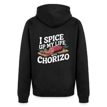 Chorizo Mexican Food Mexico Cuisine Foodie Sausage - Unisex Premium Organic Zip Hoodie - black - Back - Nico (187cm)