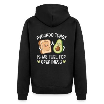 Avocado Toast Liebhaber Vegetarisches Essen Guacamole - Unisex Premium Bio Zip Hoodie - Schwarz - Hinten - Nico (187cm)