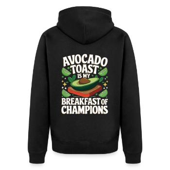 Avocado Toast Liebhaber Vegetarisches Essen Guacamole - Unisex Premium Bio Zip Hoodie - Schwarz - Hinten - Nico (187cm)