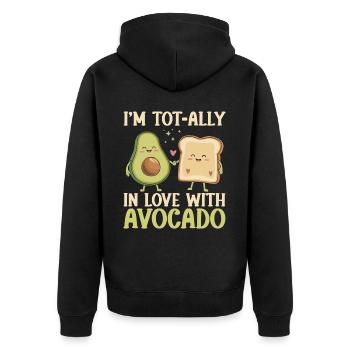 Avocado Toast Liebhaber Vegetarisches Essen Guacamole - Unisex Premium Bio Zip Hoodie - Schwarz - Hinten - Nico (187cm)