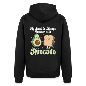 Avocado Toast Liebhaber Vegetarisches Essen Guacamole - Unisex Premium Bio Zip Hoodie - Schwarz - Hinten - Nico (187cm)