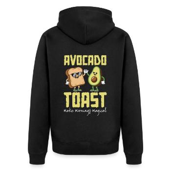 Avocado Toast Liebhaber Vegetarisches Essen Guacamole - Unisex Premium Bio Zip Hoodie - Schwarz - Hinten - Nico (187cm)