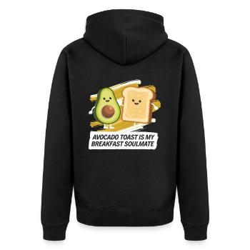 Avocado Toast Liebhaber Vegetarisches Essen Guacamole - Unisex Premium Bio Zip Hoodie - Schwarz - Hinten - Nico (187cm)
