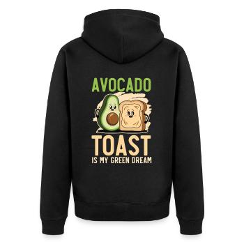 Avocado Toast Liebhaber Vegetarisches Essen Guacamole - Unisex Premium Bio Zip Hoodie - Schwarz - Hinten - Nico (187cm)