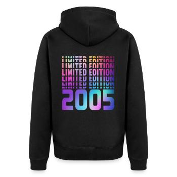 Limited Edition 2005 - Unisex Premium Bio Zip Hoodie - Schwarz - Hinten - Nico (187cm)