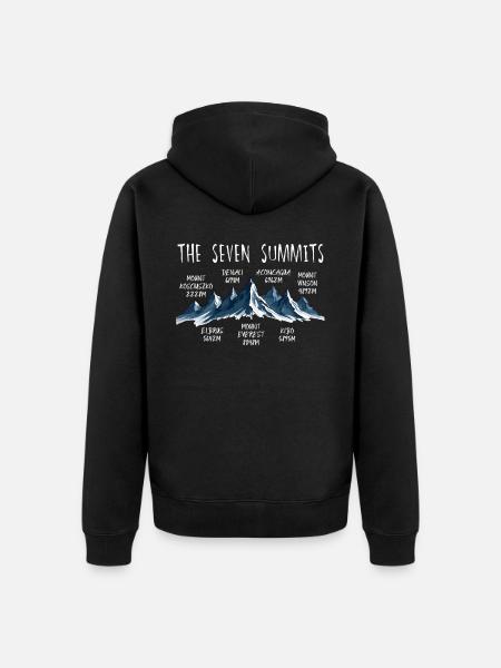Seven Summits Kosciuszko - Unisex Premium Organic Zip Hoodie - black