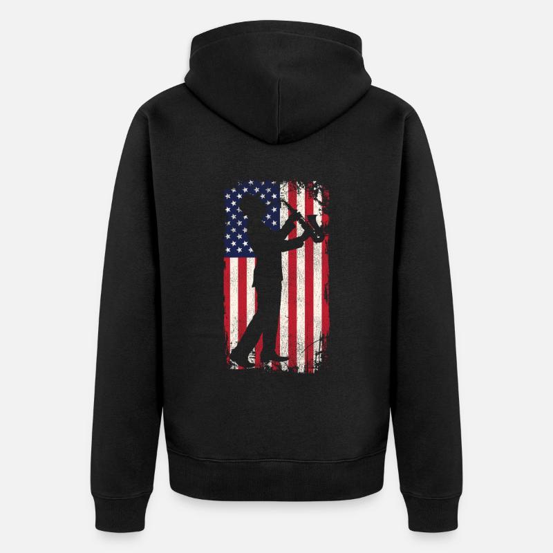 Saxophones Drapeau Américain - Veste à capuche bio Premium Unisexe - noir