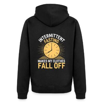 Intervallfasten Intermittierendes Fasten - Unisex Premium Bio Zip Hoodie - Schwarz - Hinten - Nico (187cm)