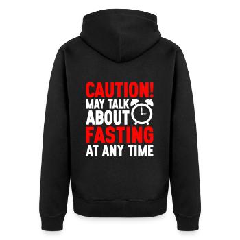 Intervallfasten Intermittierendes Fasten - Unisex Premium Bio Zip Hoodie - Schwarz - Hinten - Nico (187cm)
