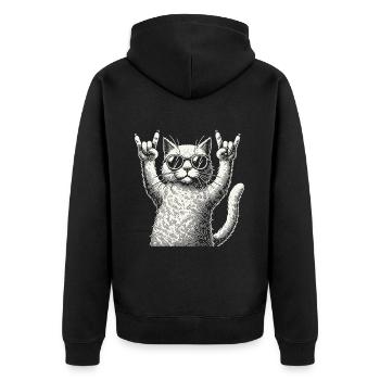 Conception du festival de concert de chat de musique rock - Veste à capuche bio Premium Unisexe - noir - Dos - Nico (187cm)