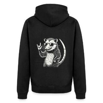 Opossum Heavy Metal Festival Retro - Unisex Premium Organic Zip Hoodie - black - Back - Nico (187cm)