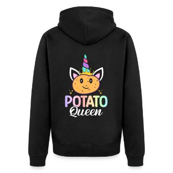 Kartoffelkönigin Weibliche Kartoffel-Liebhaberin - Unisex Premium Bio Zip Hoodie - Schwarz - Hinten - Nico (187cm)