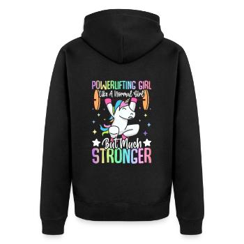 Powerlifting Girl Like Normal Girl Powerlifter - Unisex Premium Bio Zip Hoodie - Schwarz - Hinten - Nico (187cm)