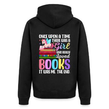 A Girl Who Really Loved Books Book Reader - Unisex Premium Organic Zip Hoodie - black - Back - Nico (187cm)