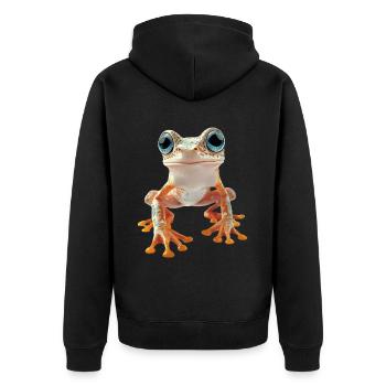 Frosch - Unisex Premium Bio Zip Hoodie - Schwarz - Hinten - Nico (187cm)