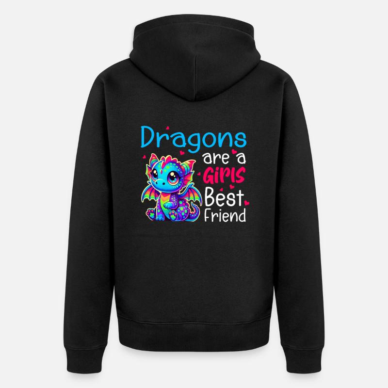 Dragon Créatures Dragon Médiéval - Veste à capuche bio Premium Unisexe - noir