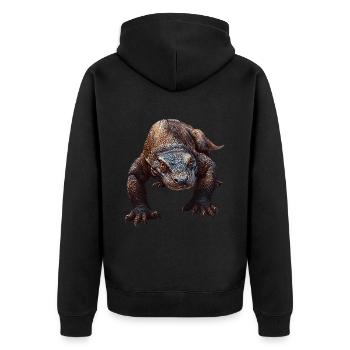 Komodowaran - Unisex Premium Bio Zip Hoodie - Schwarz - Hinten - Nico (187cm)